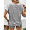imageMakeMeChic Womens Elegant Metallic Tops Short Sleeve Round Neck BlousesSilver