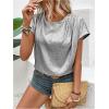 imageMakeMeChic Womens Elegant Metallic Tops Short Sleeve Round Neck BlousesSilver