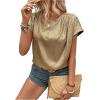 imageMakeMeChic Womens Elegant Metallic Tops Short Sleeve Round Neck BlousesYellow
