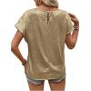 imageMakeMeChic Womens Elegant Metallic Tops Short Sleeve Round Neck BlousesYellow