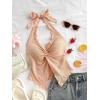 imageMakeMeChic Womens Halter Tops Slit Twist Front Backless Cute Summer Tank TopApricot