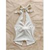 imageMakeMeChic Womens Halter Tops Slit Twist Front Backless Cute Summer Tank TopBeige