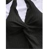 imageMakeMeChic Womens Halter Tops Slit Twist Front Backless Cute Summer Tank TopBlack