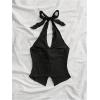 imageMakeMeChic Womens Halter Tops Slit Twist Front Backless Cute Summer Tank TopBlack