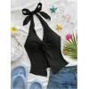 imageMakeMeChic Womens Halter Tops Slit Twist Front Backless Cute Summer Tank TopBlack