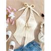 imageMakeMeChic Womens Halter Tops Slit Twist Front Backless Cute Summer Tank TopBuckle Apricot