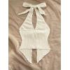 imageMakeMeChic Womens Halter Tops Slit Twist Front Backless Cute Summer Tank TopBuckle Apricot