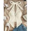 imageMakeMeChic Womens Halter Tops Slit Twist Front Backless Cute Summer Tank TopBuckle Apricot