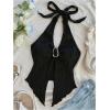 imageMakeMeChic Womens Halter Tops Slit Twist Front Backless Cute Summer Tank TopBuckle Black
