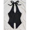 imageMakeMeChic Womens Halter Tops Slit Twist Front Backless Cute Summer Tank TopBuckle Black