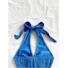 imageMakeMeChic Womens Halter Tops Slit Twist Front Backless Cute Summer Tank TopBuckle Blue