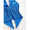 imageMakeMeChic Womens Halter Tops Slit Twist Front Backless Cute Summer Tank TopBuckle Blue