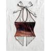 imageMakeMeChic Womens Halter Tops Slit Twist Front Backless Cute Summer Tank TopBuckle Brown