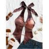 imageMakeMeChic Womens Halter Tops Slit Twist Front Backless Cute Summer Tank TopBuckle Brown