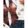 imageMakeMeChic Womens Halter Tops Slit Twist Front Backless Cute Summer Tank TopBuckle Brown