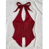 imageMakeMeChic Womens Halter Tops Slit Twist Front Backless Cute Summer Tank TopBuckle Burgundy