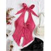 imageMakeMeChic Womens Halter Tops Slit Twist Front Backless Cute Summer Tank TopBuckle Hot Pink