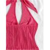imageMakeMeChic Womens Halter Tops Slit Twist Front Backless Cute Summer Tank TopBuckle Hot Pink