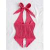 imageMakeMeChic Womens Halter Tops Slit Twist Front Backless Cute Summer Tank TopBuckle Hot Pink