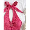 imageMakeMeChic Womens Halter Tops Slit Twist Front Backless Cute Summer Tank TopBuckle Hot Pink