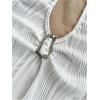 imageMakeMeChic Womens Halter Tops Slit Twist Front Backless Cute Summer Tank TopBuckle White