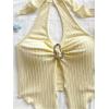 imageMakeMeChic Womens Halter Tops Slit Twist Front Backless Cute Summer Tank TopBuckle Yellow