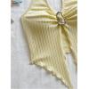 imageMakeMeChic Womens Halter Tops Slit Twist Front Backless Cute Summer Tank TopBuckle Yellow