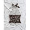 imageMakeMeChic Womens Halter Tops Slit Twist Front Backless Cute Summer Tank TopCoffee Brown