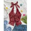 imageMakeMeChic Womens Halter Tops Slit Twist Front Backless Cute Summer Tank TopDark Red