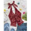 imageMakeMeChic Womens Halter Tops Slit Twist Front Backless Cute Summer Tank TopDark Red