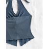 imageMakeMeChic Womens Halter Tops Slit Twist Front Backless Cute Summer Tank TopDusty Blue