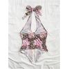 imageMakeMeChic Womens Halter Tops Slit Twist Front Backless Cute Summer Tank TopLeopard