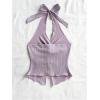 imageMakeMeChic Womens Halter Tops Slit Twist Front Backless Cute Summer Tank TopMauve Purple