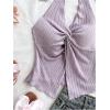 imageMakeMeChic Womens Halter Tops Slit Twist Front Backless Cute Summer Tank TopMauve Purple