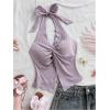 imageMakeMeChic Womens Halter Tops Slit Twist Front Backless Cute Summer Tank TopMauve Purple