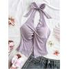 imageMakeMeChic Womens Halter Tops Slit Twist Front Backless Cute Summer Tank TopMauve Purple