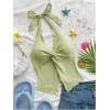 imageMakeMeChic Womens Halter Tops Slit Twist Front Backless Cute Summer Tank TopMint Green