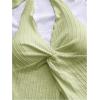 imageMakeMeChic Womens Halter Tops Slit Twist Front Backless Cute Summer Tank TopMint Green