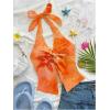 imageMakeMeChic Womens Halter Tops Slit Twist Front Backless Cute Summer Tank TopOrange