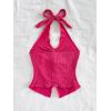 imageMakeMeChic Womens Halter Tops Slit Twist Front Backless Cute Summer Tank TopRed Violet