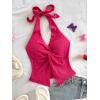 imageMakeMeChic Womens Halter Tops Slit Twist Front Backless Cute Summer Tank TopRed Violet