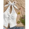 imageMakeMeChic Womens Halter Tops Slit Twist Front Backless Cute Summer Tank TopSolid White