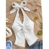 imageMakeMeChic Womens Halter Tops Slit Twist Front Backless Cute Summer Tank TopSolid White