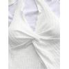 imageMakeMeChic Womens Halter Tops Slit Twist Front Backless Cute Summer Tank TopWhite