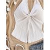 imageMakeMeChic Womens Halter Tops Slit Twist Front Backless Cute Summer Tank TopWhite Solid