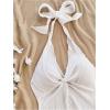 imageMakeMeChic Womens Halter Tops Slit Twist Front Backless Cute Summer Tank TopWhite Solid