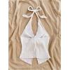 imageMakeMeChic Womens Halter Tops Slit Twist Front Backless Cute Summer Tank TopWhite Solid