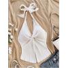 imageMakeMeChic Womens Halter Tops Slit Twist Front Backless Cute Summer Tank TopWhite Solid