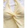 imageMakeMeChic Womens Halter Tops Slit Twist Front Backless Cute Summer Tank TopYellow