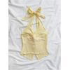 imageMakeMeChic Womens Halter Tops Slit Twist Front Backless Cute Summer Tank TopYellow